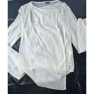 New Armini Jeans Sheer Cream Wrap Top Blouse W/ Tag Retail $130 Italy Size 14